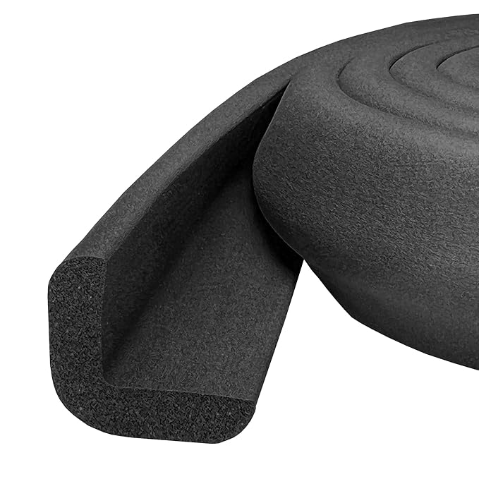 Kidkusion Baby Proof Edge Guards for Safety | Made in The USA | 18 Feet | Black | Edge Protectors for Furniture, Tables, Fireplaces | Heavy Duty Tape Included