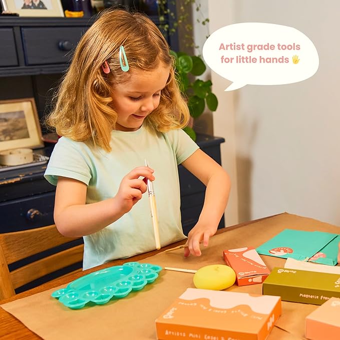 Sculpd Kids Painting Kit, Paint Craft Set for Kids Age 4 to 6, Includes 10 Colour Paint Set, 4 Paint Pens, 2 Canvases, Easels, Magnetic Picture Frame, Additional Art Supplies and Free Guidebook