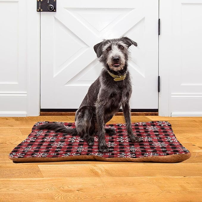Pet Bed Red and Black Buffalo Plaid Snowflake Christmas Dog Bed Mat Absorbing Non Slip Pad Pet Sleeping Mat for Small, Medium, and Large Dogs Puppy Cat 36 in x 24 in
