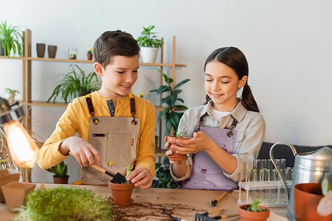 Kids Art Aprons for Painting, Gardening, Cooking, Multiple Pockets, Kids Smock for Boys & Girls, Waterproof (Age6-12)