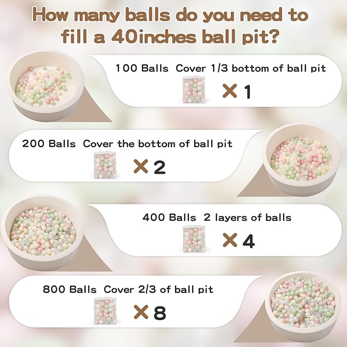 GOGOSO Pink Ball Pit Balls with Star Bals Heart Balls 100 - Crushproof Plasticballs for Babies Toddlers Kids Children for 1 2 3 4 5 Years Old,5 Colors,2.15inches