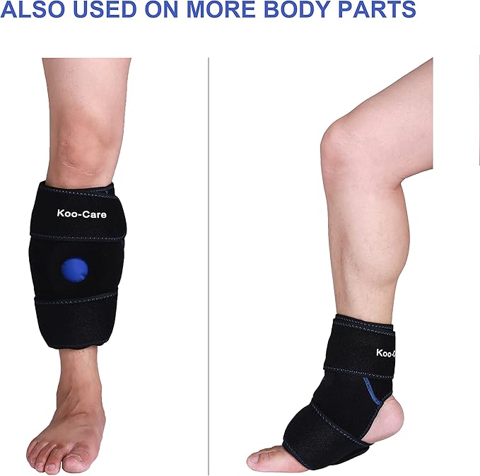 Koo-Care 2 Knee Gel Ice Pack & Wrap For Injuries Reusable Hot Cold Therapy Compress Pain Relief for Arthritis, Tendonitis, ACL, Knee Replacement Surgery - 9.9" x 7.9" Neoprene Brace With Long Straps