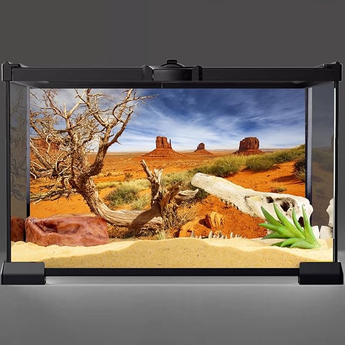 AWERT 24x16 inches Reptile Habitat Background Orange Desert Terrarium Background Durable Polyester Background