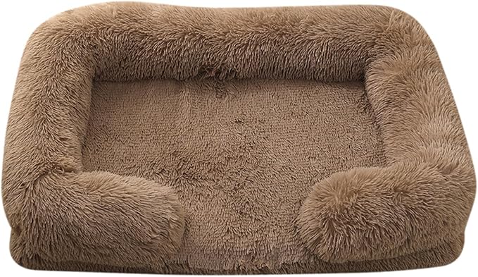 Dog Beds Large Sized dog Orthopedic, Sofa Dog Bed with Waterproof Lining and Nonskid Bottom, Rectangle Washable Dog Bed for Medium Small Dogs and Cats Comfortable ( Color : Khaki , Size : 23 x 18" )