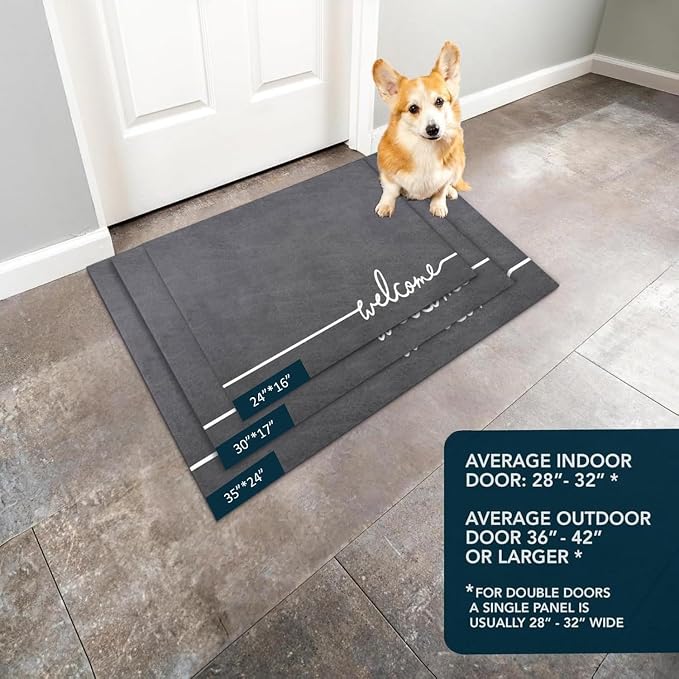 Welcome Mat Indoor, Ultra Thin Door Mat, 1/10 in Thin Door Mats