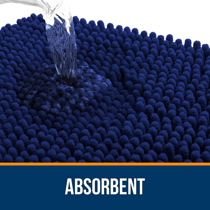 OLANLY Small Bathroom Rugs 24x16, Extra Soft Absorbent Chenille Bath Rugs