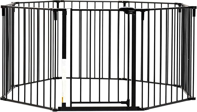 Regalo Safety 192" Super Wide Baby Gate & Play Yard, 2-in-1 Convertible Extra Wide Safety Barrier, Hardware Mounted for Toddlers & Pets, Tested & Safe for 30 Years, American Designed & Owned, Black