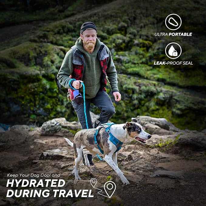lesotc Portable Dog Water Bottle, Dog Travel Water Bottle, Leak Proof Dog Water Bowl Dispenser, Collapsible Pet Water Bottles for Dogs Essentials, Walking, Hiking Gear, On the Go, Traveling, BPA Free