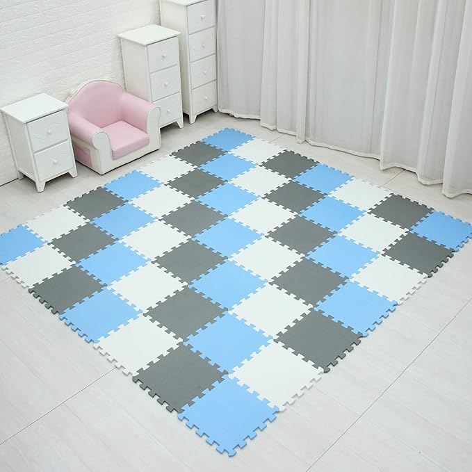 MQIAOHAM® 18 Pieces Puzzle Play Mats, Soft Baby Play Mat, Kids Interlocking Foam Floor Tiles, Toddlers Carpet Playmats G301018-101107112