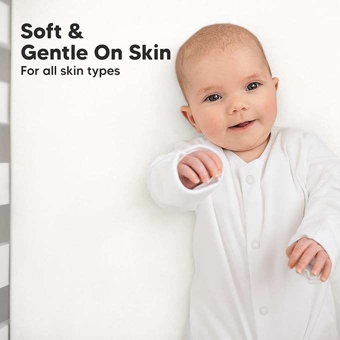 KeaBabies 2-Pack Organic Crib Sheets for Boys, Girls - 52x28 Fitted Crib Mattress Sheet Neutral, Breathable Jersey Cotton Cover for Baby Bed, Toddler Mattress, Soft & Cute Prints (Soft White)