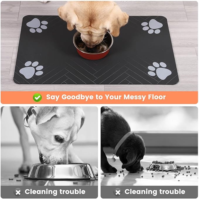 Pet Feeding Mat-Absorbent Pet Placemat for Food and Water Bowl, with Waterproof Rubber Backing, Quick Dry Water Dispenser Mat for Dog and Cat (27"x17", Christmas)