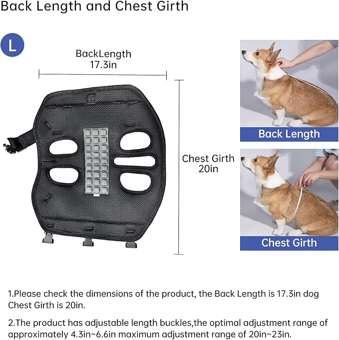 Dog Lift Harness for Small Dogs,Dog Backpack Carrier,Adjustable Padded Breathable Straps for Dogs, Disabled, Joint Injuries, Arthritis,L(18.5-29.5LBS)