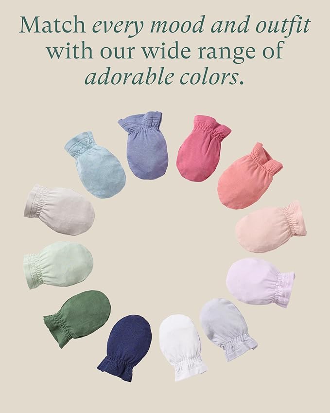 SuperSoft Baby Mittens, Bamboo Viscose Infant Newborn Mittens for Girls Boys No Scratch Gloves 6 Pack
