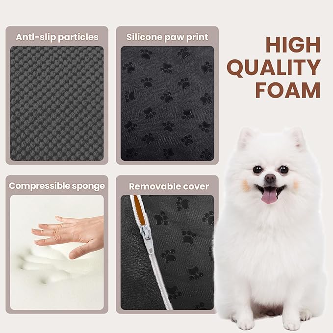 Dog Stairs for Small Dogs, High Density Foam Dog Ramp, Extra Wide Non-Slip Pet Steps for High Beds Or Couch, Soft Foam Doggie Ladder for Dogs Injured, Older Pets, Small Cats