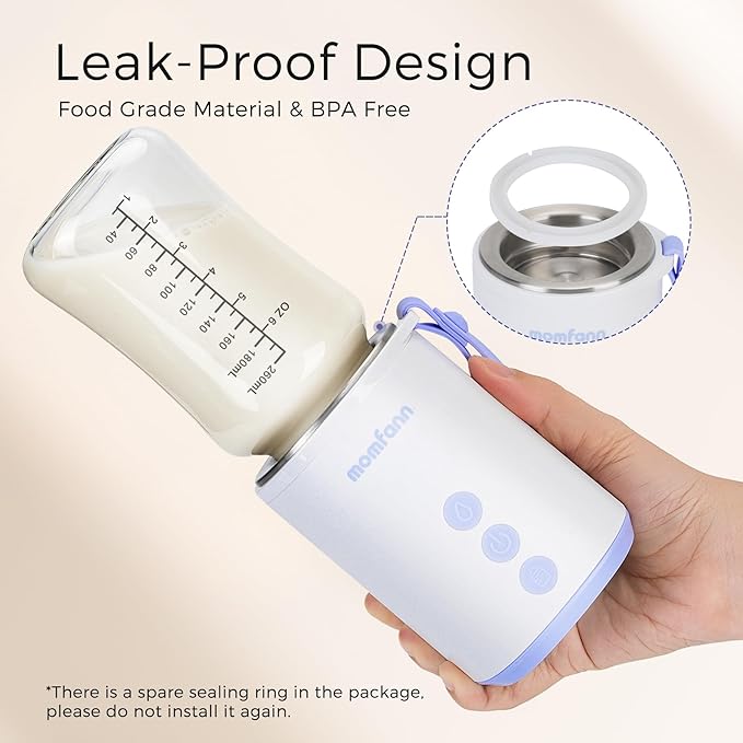 Portable Bottle Warmer Travel Baby Bottle Warmer for Breastmilk On The Go Travel Bottle Warmer Leak-Proof 2 Modes Fast Heating Three 3800mAH Battery Capacity to Meet Your All-Day Needs