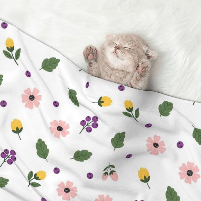 Two Sided Plush Pet Blanket for Warmth Comfort, Leaf Autumn Pattern, Reversible Throw with Cozy Nubby Side for Chilly Nights Napping Spots Around House