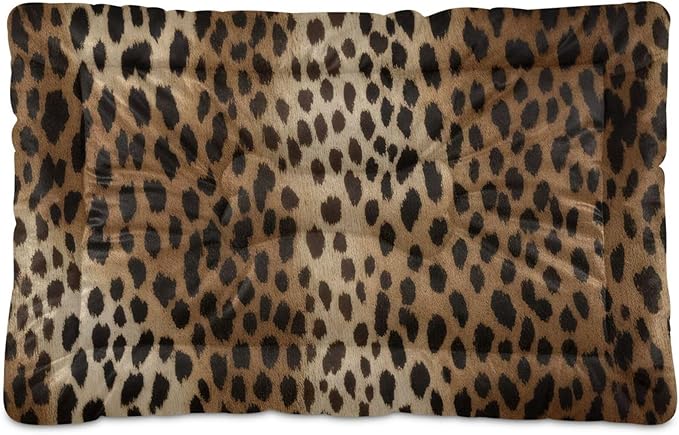 Vintage Leopard Print Dog Bed Mat Dog Crate Pad Pet Mats Cat Beds with Non-Slip Bottom Washable Soft Fluffy Kennel Beds Floor Dog Mat for Small, Medium, Large Dogs