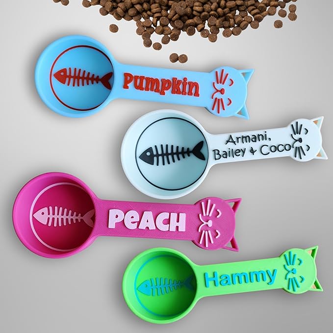 Personalized Cat Food Scoop, Cat Food Measuring Cup with Name, Kibble Scoop (3 oz - 3/8 cup)