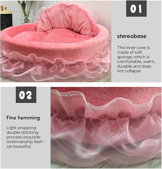 Dog Bed Stylish Lace Princess Nest for Small Puppy Kitten Ribbon Bowknot Princess Pet Bed with Detachable Cushion Pet Furniture