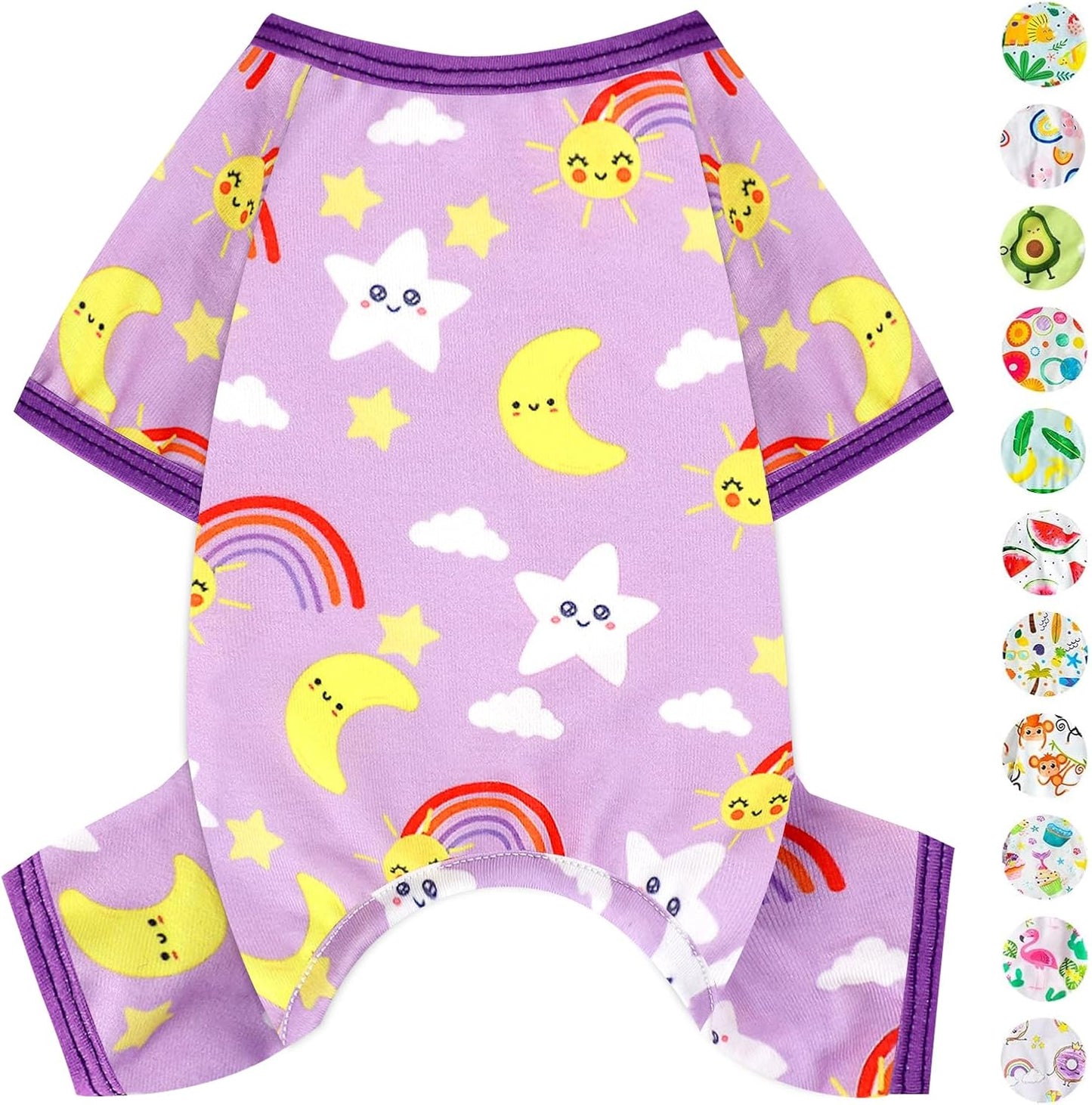 Dog Pajamas Pjs Dog Clothes for Small Dogs Girl - Boy - Small Size Dogs, Soft Stretchy Puppy Clothes Doggie Onesies Cat Pet Jammies Outfit for Chihuahua, Yorkie, Star Purple, S
