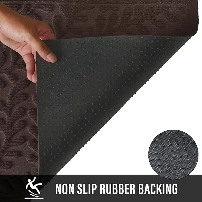 HIYARD Front Door Mat, Absorbent Dirt Trapping Welcome Door Mat Indoor Outdoor