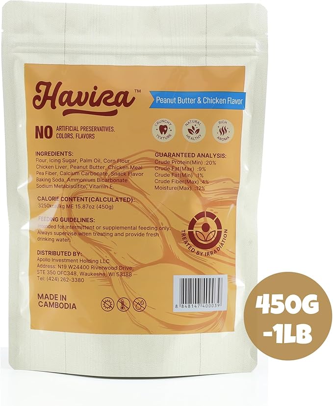 Havira Chicken Wrapped Biscuits Dog Treats, 16oz Crunchy Training Treats for Dogs, Rawhide Free Snacks for Small & Medium Breeds, Peanut Butter Flavor