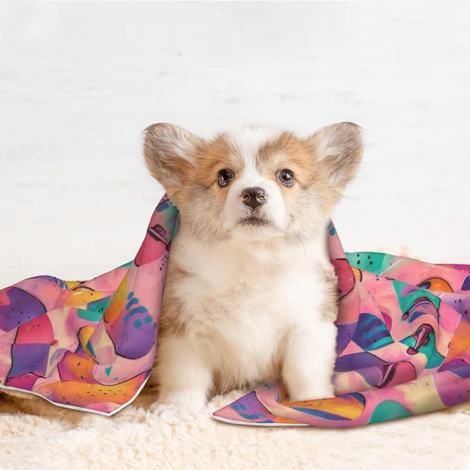 Waterproof Dog Blanket Soft Pet Blanket for Puppy Cat, Fleece Cat Throw Blankets for Furniture Bed Couch Sofa Reversible - Watercolor Colorful Skateboards