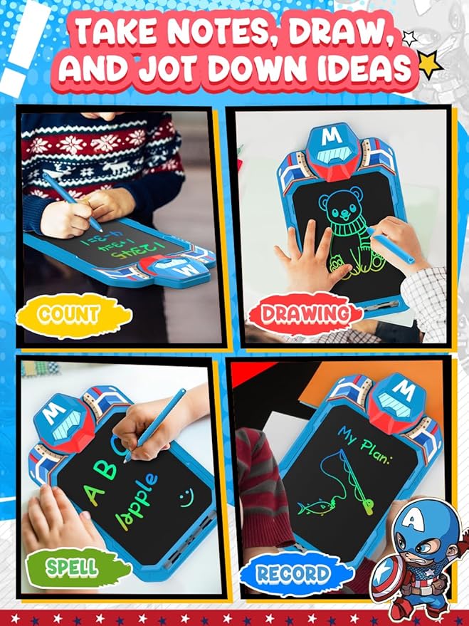 LCD Writing Tablet Doodle Board 10 Inch, Colorful Drawing Pad, Electronic Drawing Tablet, Drawing Pads,Travel Gifts for Kids Ages 3 4 5 6 7 8 Year Old Girls Boys (Masked Warrior)