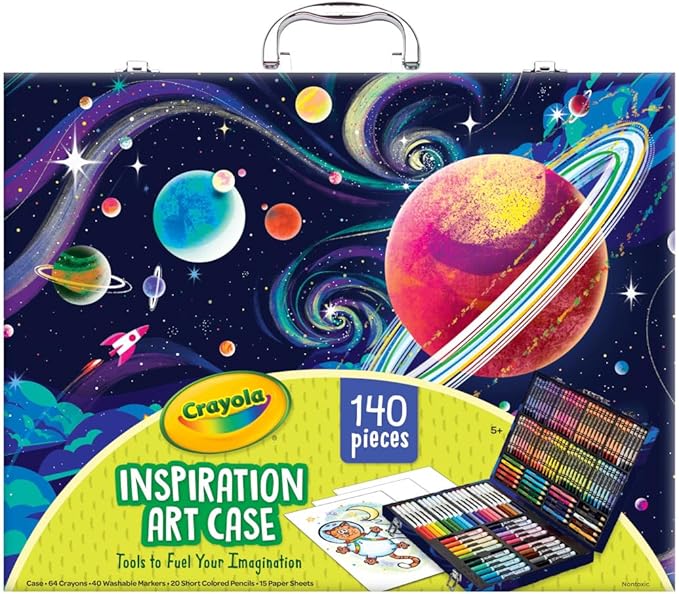 Crayola Inspiration Art Case Coloring Set, 140pc Space Theme – Art Kit for Kids, Crayons, Markers, Pencils, Gift for Boys & Girls, Ages 5, 6, 7, 8 [Amazon Exclusive]
