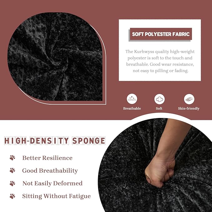 Extra Large Human Dog Bed for Adult & Pets, Convertible Floor Sofa Bed with 5 Adjustable Position, Lazy Couch Giant Bean Bag Lounge Chair Comfy Tatami with 3 Pillows for Bedroom Living Room (Black)