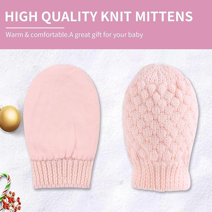 Baby Knit Mittens Toddler Boys Girls Gloves Winter Infant Newborn No Scratch Mitten 0-3 Years