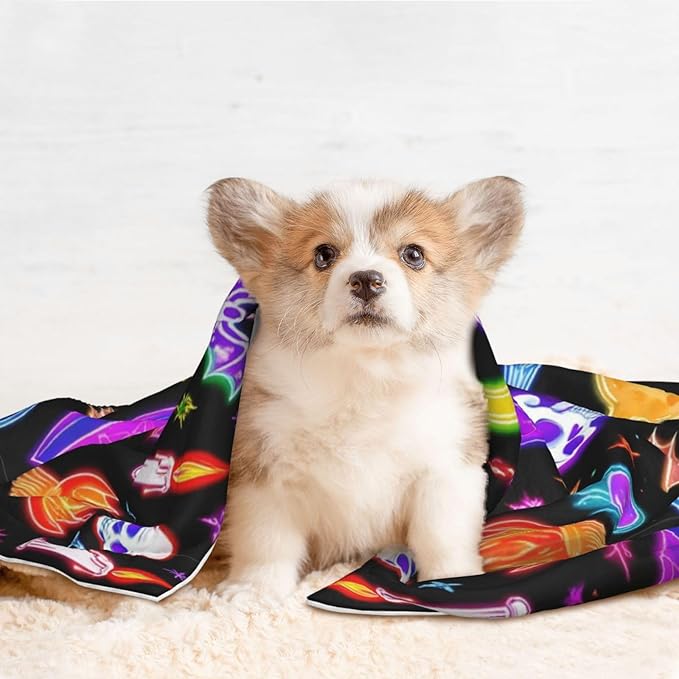 Reversible Plush Dot Pet Blanket for Dogs and Cats, Halloween Goth Skull Bat Mushroom Witchy Witch, Ultra Soft Two Sided Design with Warm Fuzzy Side and Smooth Side for Comfort