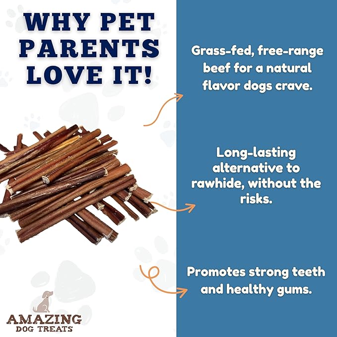 Amazing Dog Treats - Bully Sticks for Small Dogs (6 Inch Junior - 100 Count) - Premium Thin Bully Sticks for Dogs - High Protein, Grass Fed, Additive Free