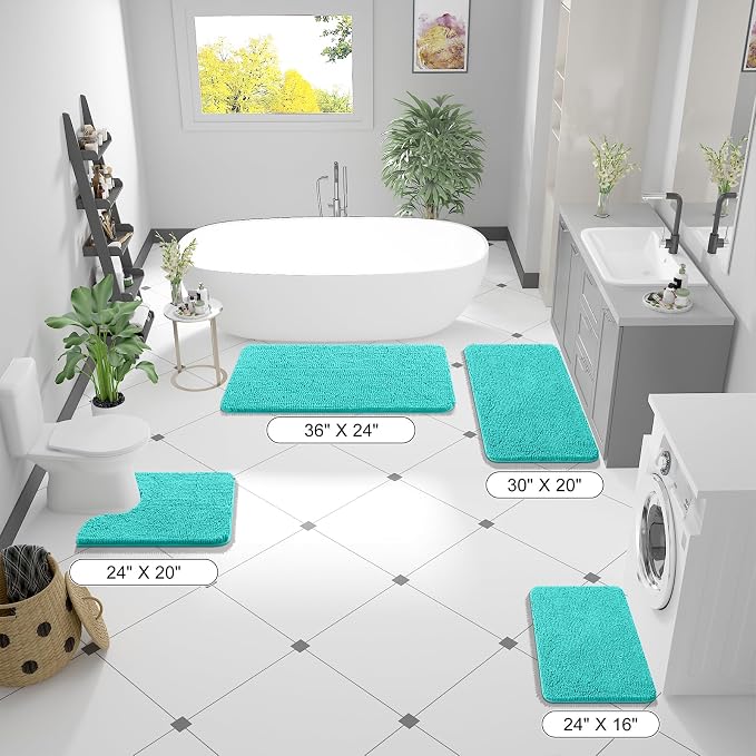 OLANLY Bathroom Runner Rugs 59x20, Extra Soft Absorbent Chenille Bath Rugs