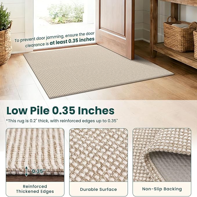 KOZYFLY Indoor Door Mat 2x3 ft Small Area Rugs Washable Front Door Mat Non Slip