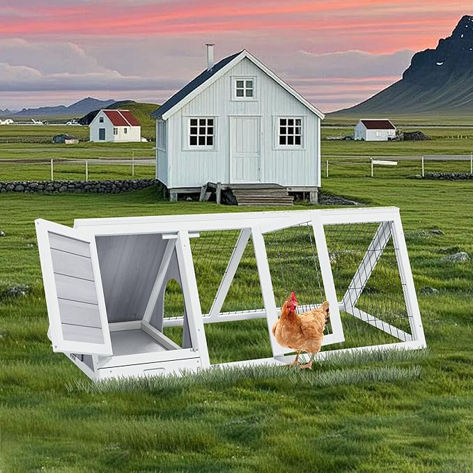 Chicken Coop for 2 Chickens Small Rabbit Hutch Quail Coop Wooden Bunny Cages Outdoor Chicken Comes with Tray (Wood) - TenaoVilleux