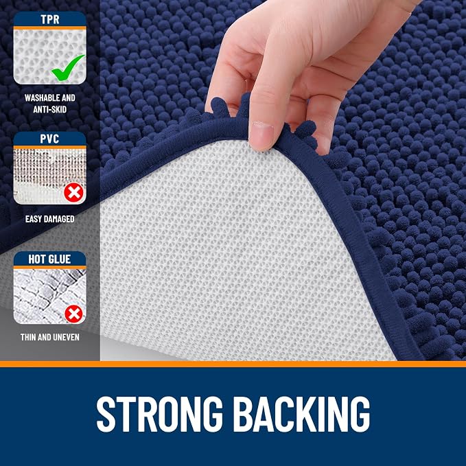 OLANLY Toilet Rugs U-Shaped 24x24, Extra Soft Absorbent Chenille Contour
