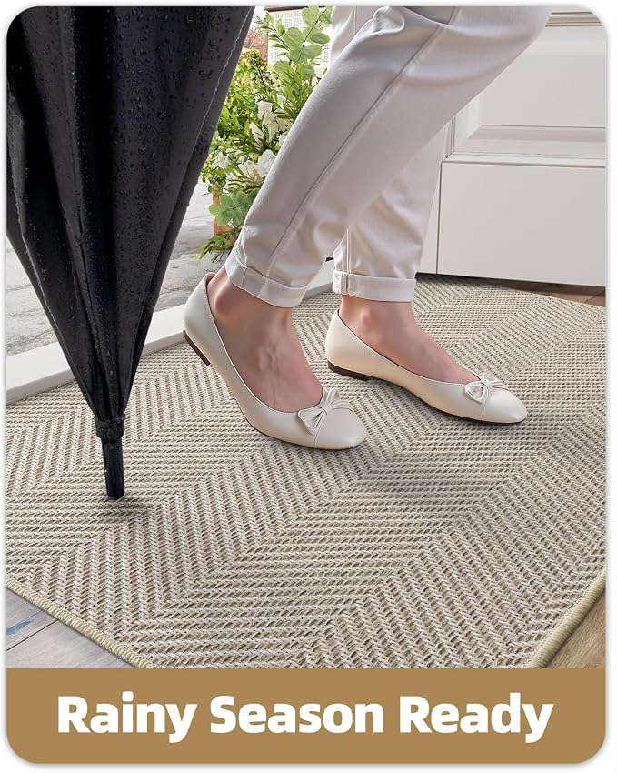 Color&Geometry Ultra Thin Indoor Door Mat 24"x36", Machine Washable Front Door