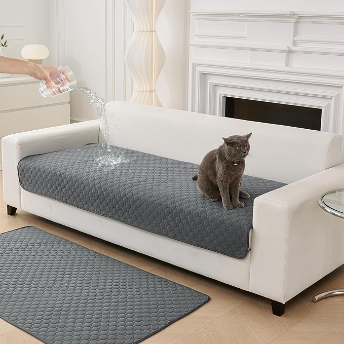 Waterproof Dog Couch Cover Protector Absorbent Quick Dry Non Slip Sofa Cover for Dogs Washable Pet Bed Couch Cover (Grey,39"x50")