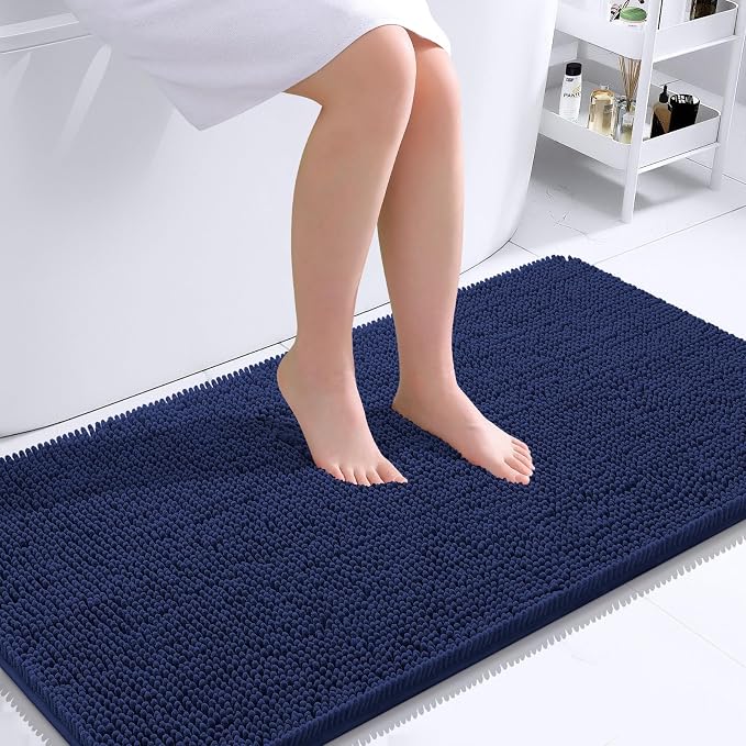 OLANLY Bathroom Runner Rugs 44x24, Soft Absorbent Chenille Bath Rugs, Rubber