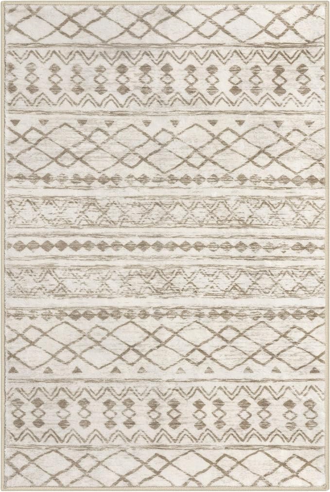 KUTA Boho 3x5 Rug for Entryway, Moroccan Washable Area Rug for Living Room