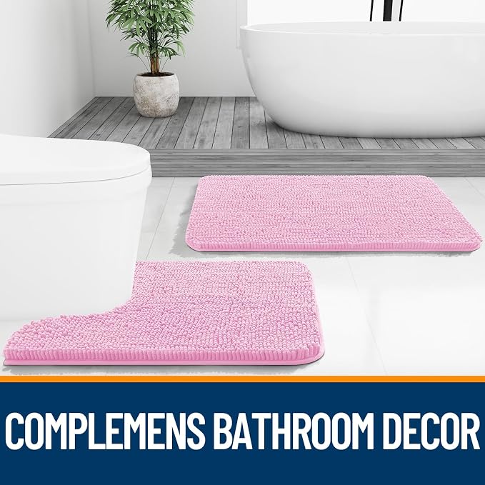 OLANLY Small Bathroom Rugs 24x16, Extra Soft Absorbent Chenille Bath Rugs
