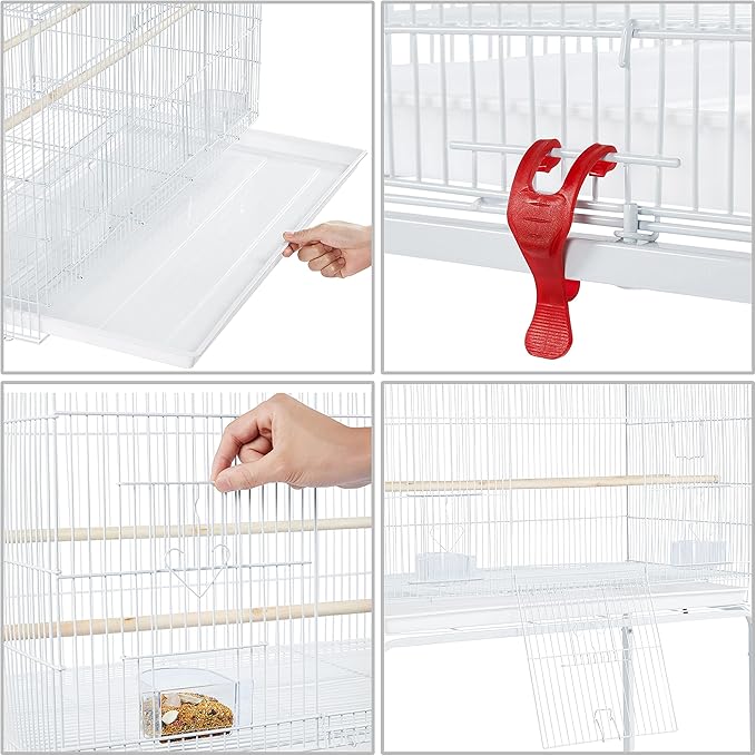 Yaheetech 2-Pack Flight Bird Cages for Parrots Budgies Parakeets Cockatiels Conures Budgies Finches Lovebirds Canaries Breeding Birdcage with Detachable Rolling Stand, White