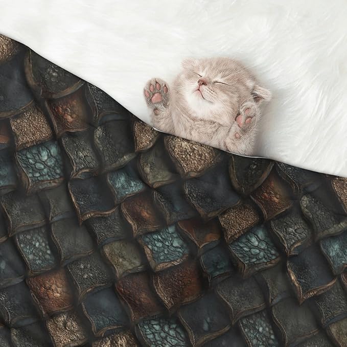 Waterproof Dog Blanket Soft Pet Blanket for Puppy Cat, Fleece Cat Throw Blankets for Furniture Bed Couch Sofa Reversible - Realistic Scales 1