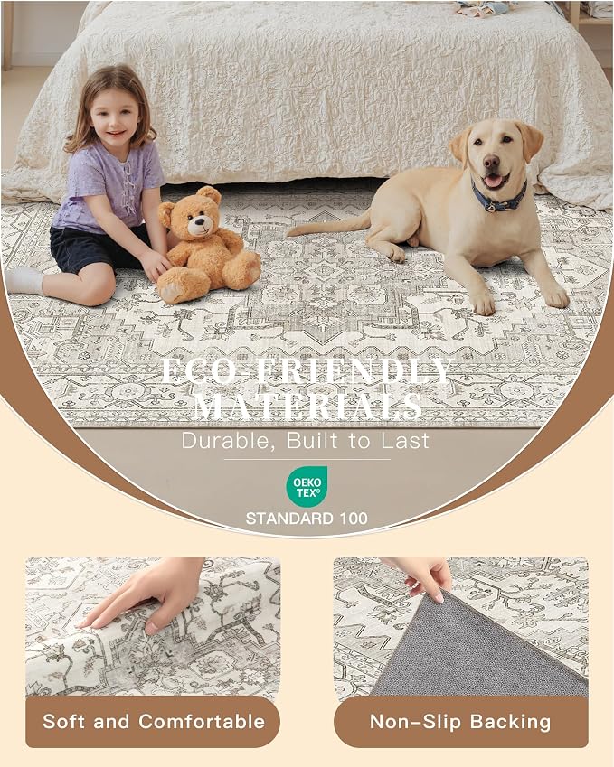 Madane 3x12 Hallway Runner Rug, Non Slip Washable 12ft Runner