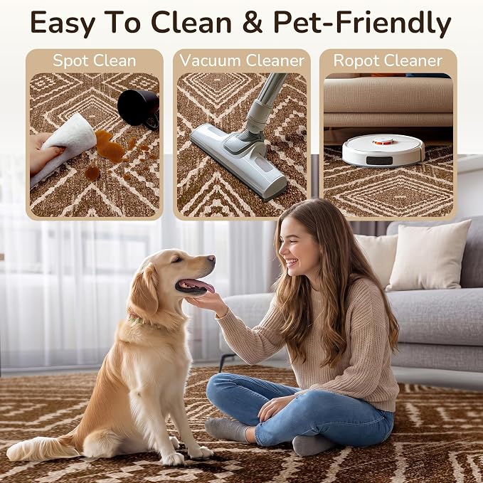 BESTSWEETIE Area Rug 3x4 Rug Machine Washable Non-Slip Low Pile Print Pattern