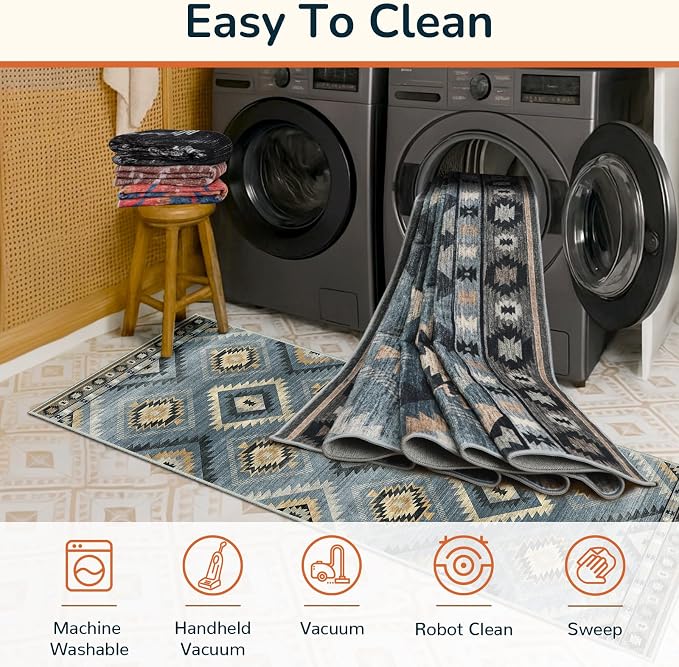 BESTSWEETIE Area Rug 6x9 Rug Machine Washable Rug Non-Slip Low Pile Print