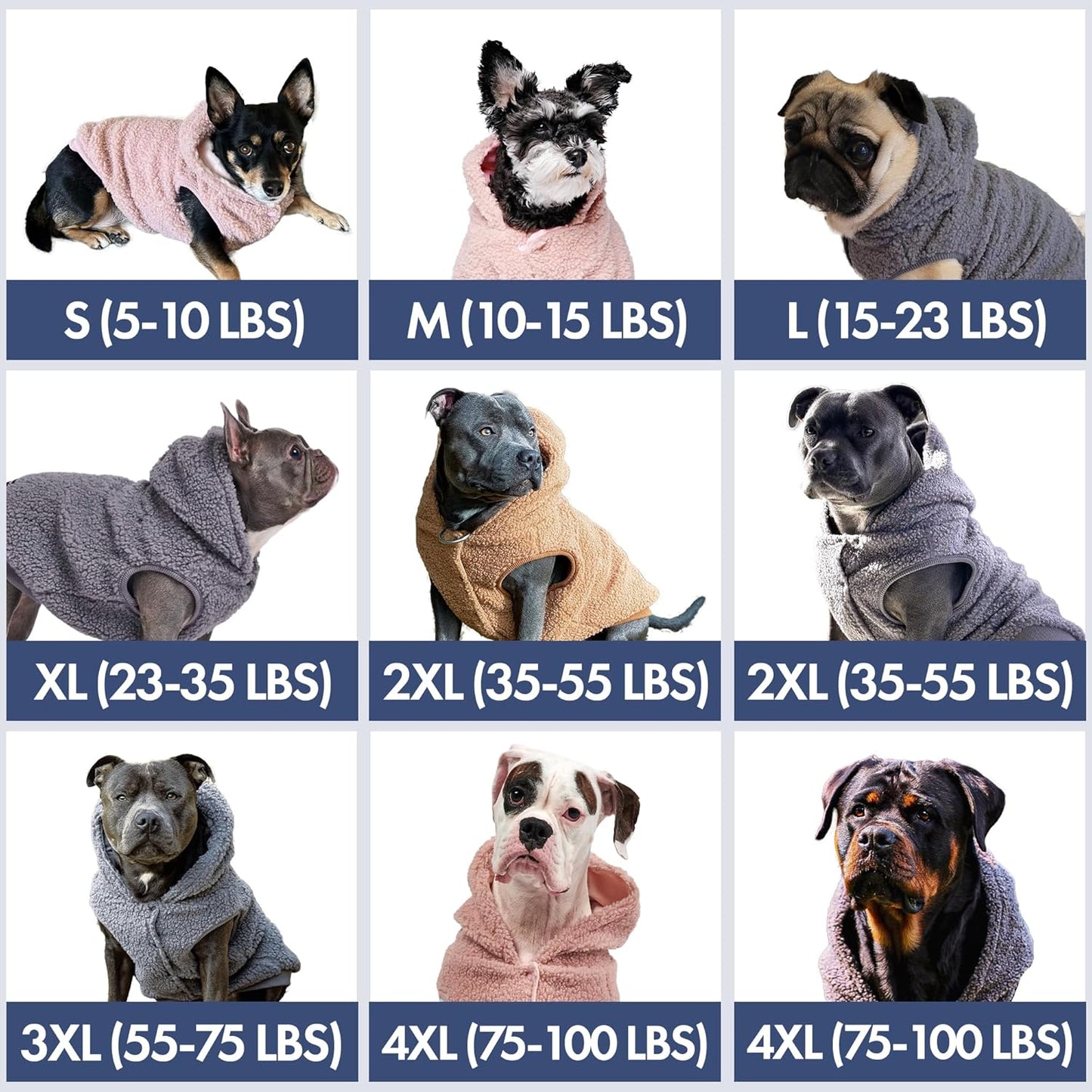 Spark Paws Teddy Dog Sweater, Sherpa Jacket Vest with Warm Fleece Lining, Winter Coat Suitable for Small Medium Large XL XXL Breeds - Pink - L