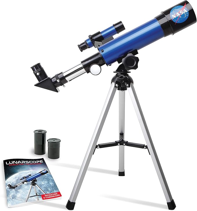 NASA Lunar Telescope for Kids – 90x Magnification, Includes Two Eyepieces, Tabletop Tripod, and Finder Scope- Kids Telescope for Astronomy Beginners, Space Toys, NASA Gifts (Amazon Exclusive)