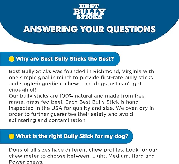 Best Bully Sticks 12 Inch Bully Sticks for Dogs - 3 Count (Pack of 1) - Natural, Easily Digestible, Grass-Fed Beef, Grain and Rawhide Free - Trial Size